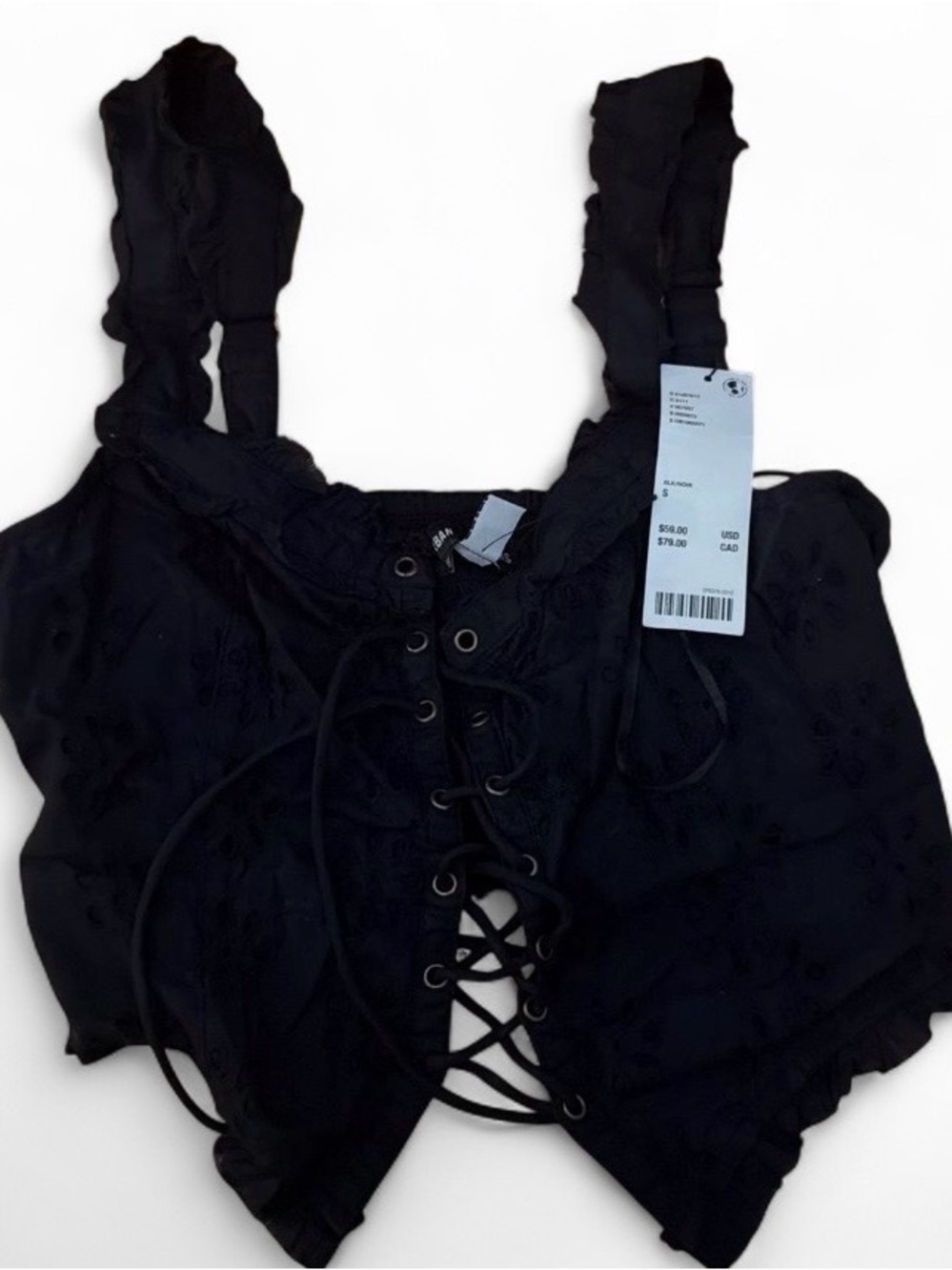 Urban Outfitters Black Lace-Up Cropped Tank